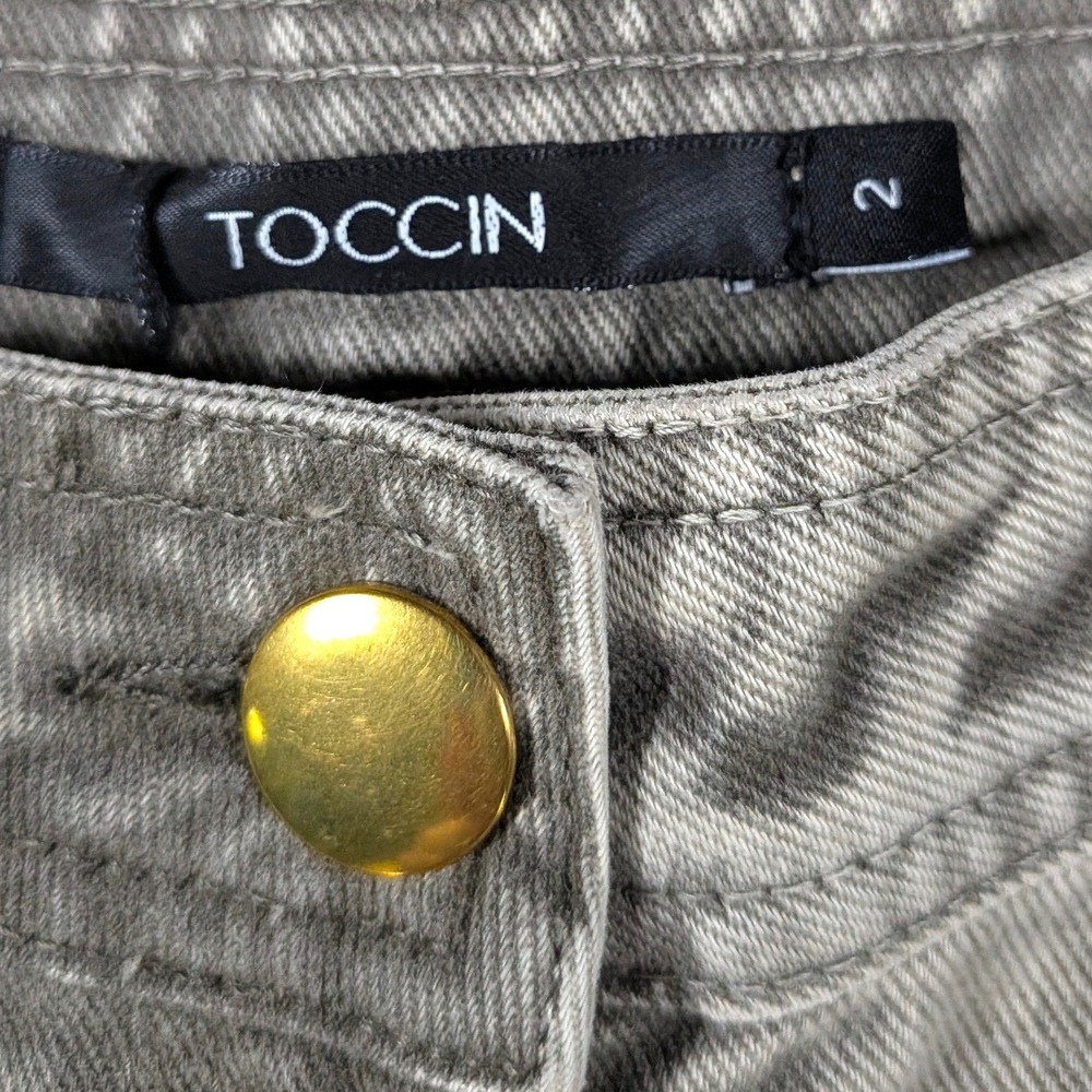 TOCCIN Eileen Wide Leg Denim Pants Desert Gray Side Slit Size 2 NWT $395 - Picture 3 of 14